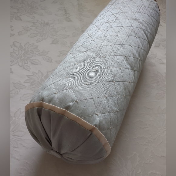 1 Bolster Large Throw Pillow Pleats Button Tuffted Dupioni - Picture 1 of 6